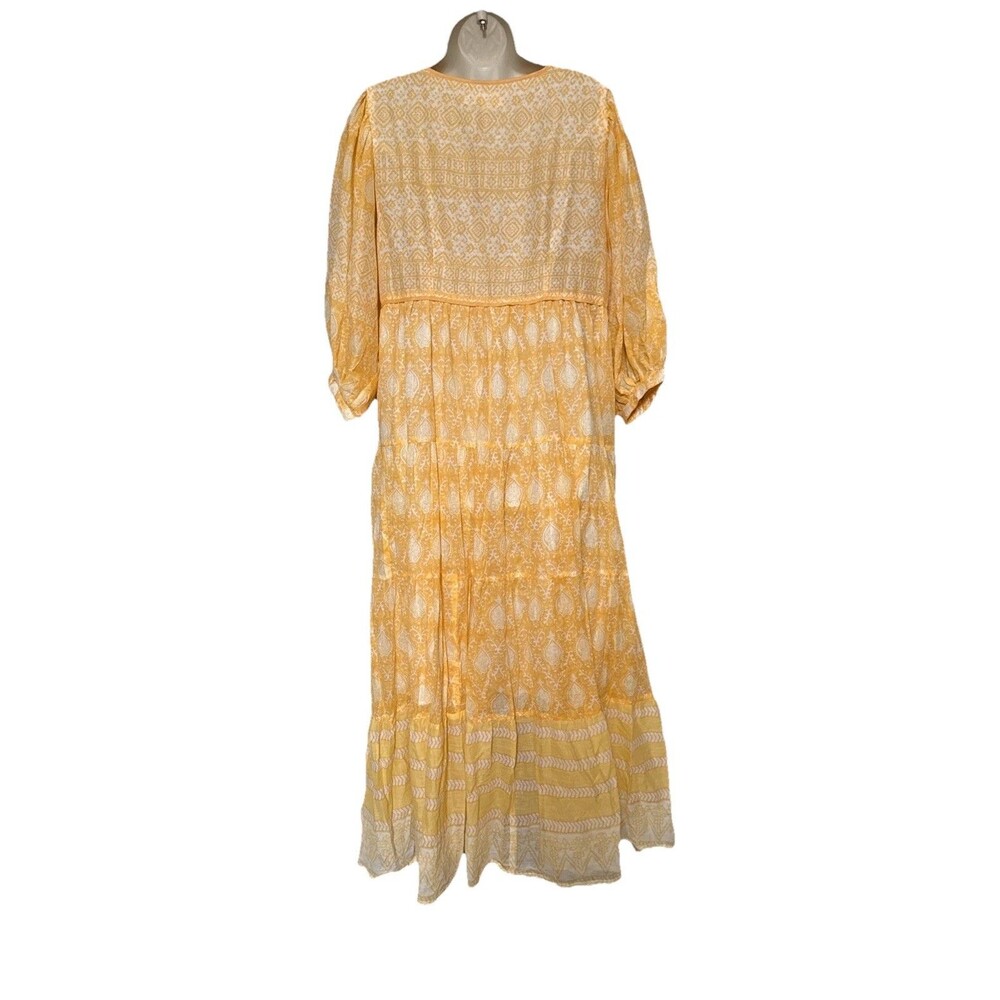 New NWT Daughters of India Jasmine Size L Maxi Dress Mango Yellow Cotton - Picture 7 of 14
